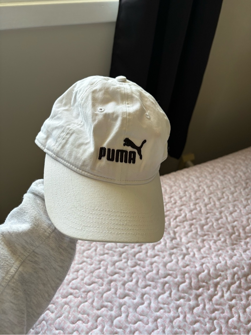 Puma Kids White Cap with Black Logo